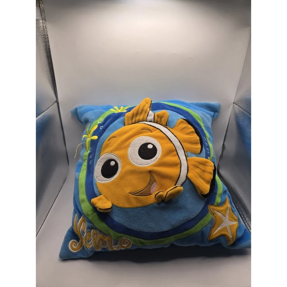 Disney Pixar Finding Nemo Plush Decorative Pillow Blue Orange 14x14  2004